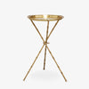 St Kitts Glass & Brass Bamboo Tripod Side Table Front View