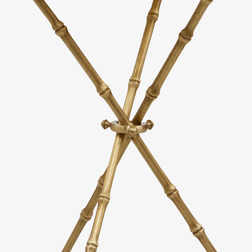 St Kitts Glass & Brass Bamboo Tripod Side Table Close Up of Legs