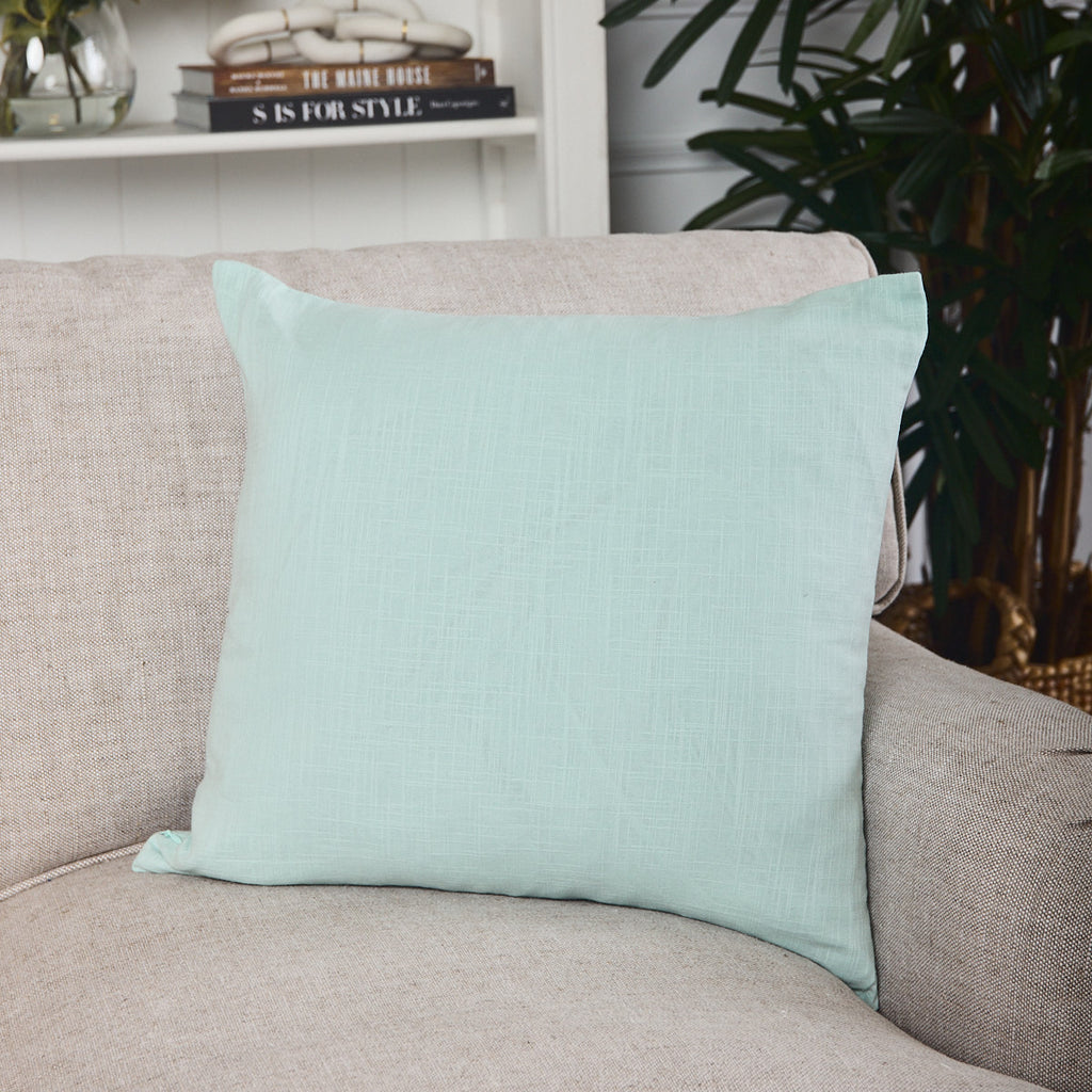 Solid Cushion Cover Aqua Styled On Lounge