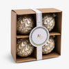 Art Deco Glass Bauble Set Of 4 (White & Gold) Box