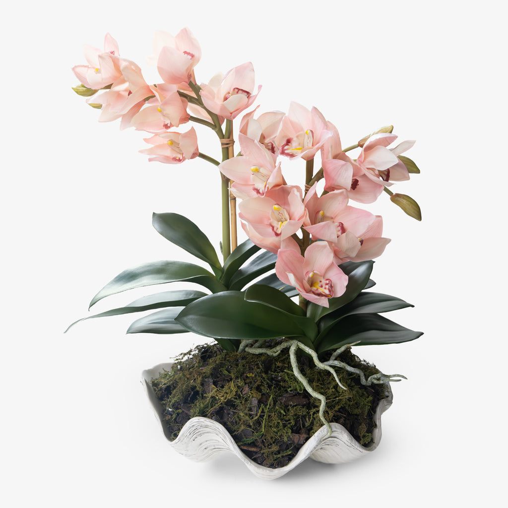 Artificial Arrangement Cymbidium Orchid Pink Front