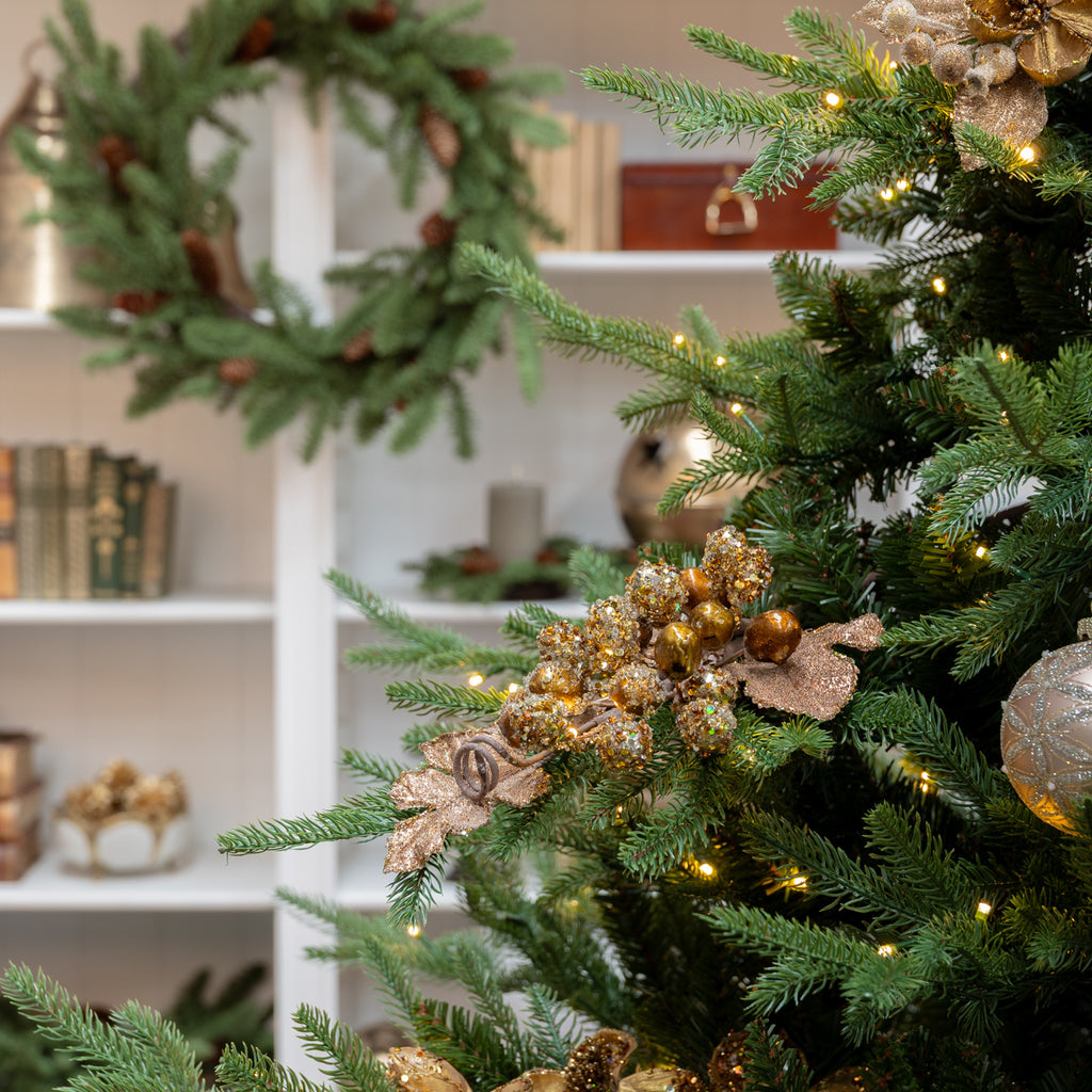 Artificial Christmas Grape Spray (Gold) Styled in Christmas Tree