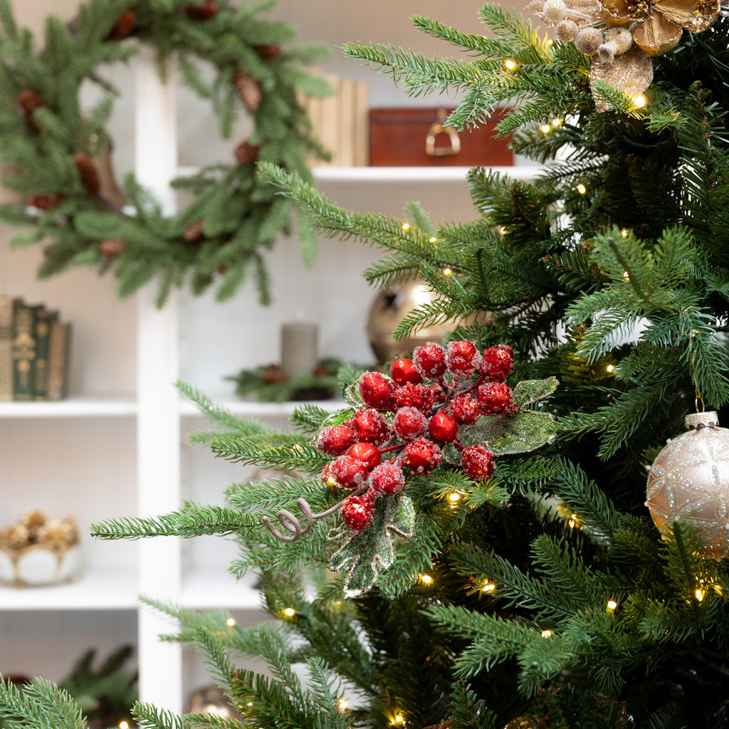 Artificial Christmas Grape Spray (Red) Styled in Christmas Tree