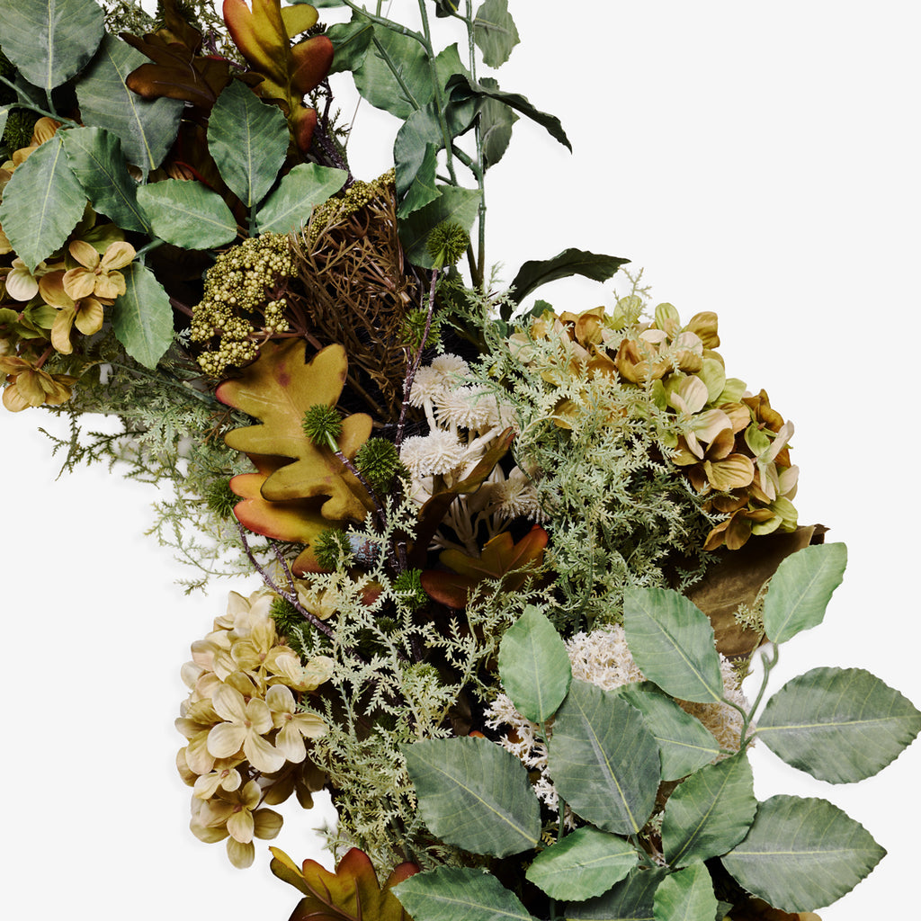 Artificial Green Hydrangea Wreath 109cm Close Up