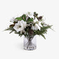 Artificial Magnolia & Poinsettia Arrangement In Glass (White)