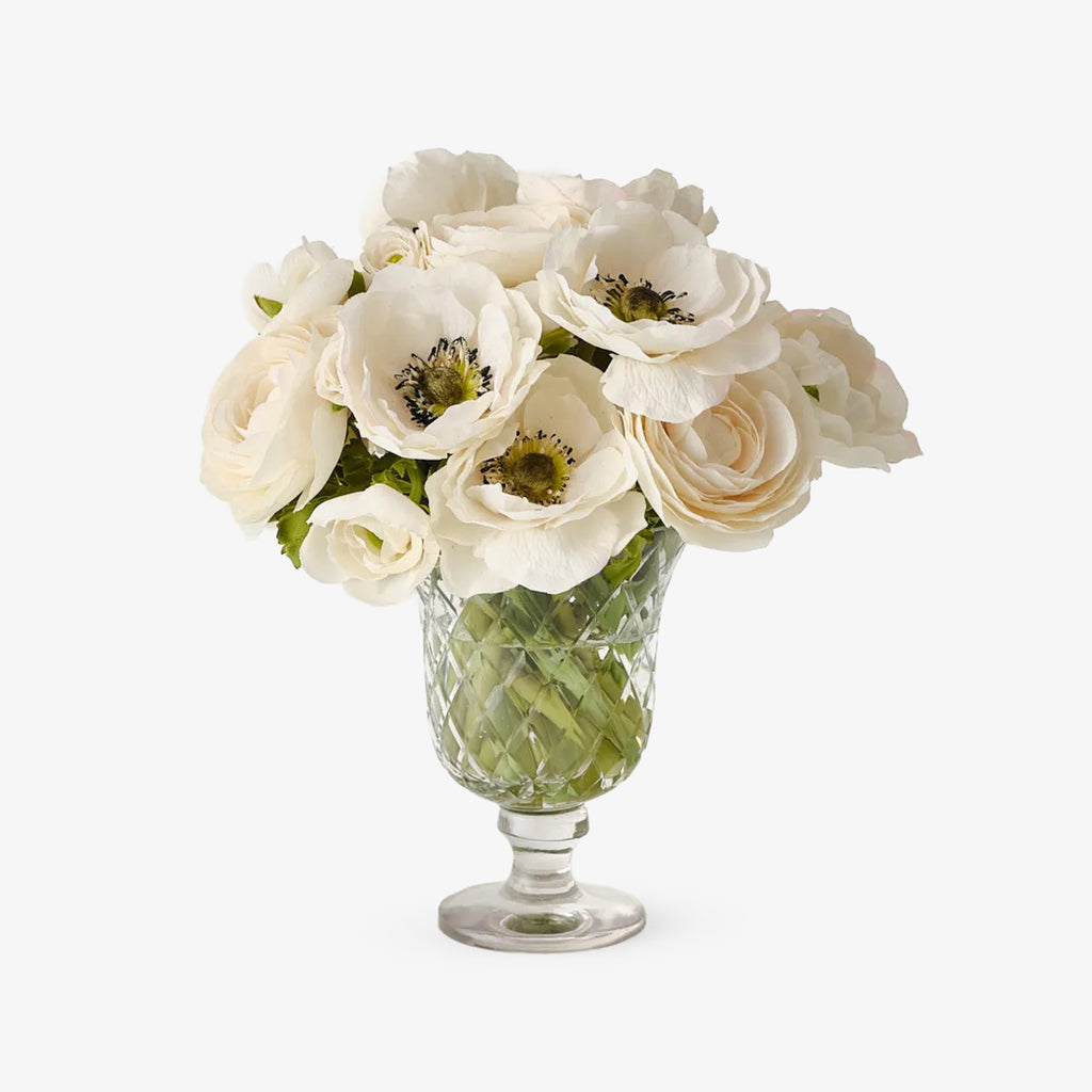 Artificial Ranunculus Anemone In Vase 30cm Front View