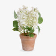 Artificial White Hydrangea in Pot 34cm Front View
