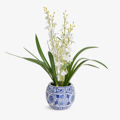 Artificial White Orchid in Pot 56cm Front View