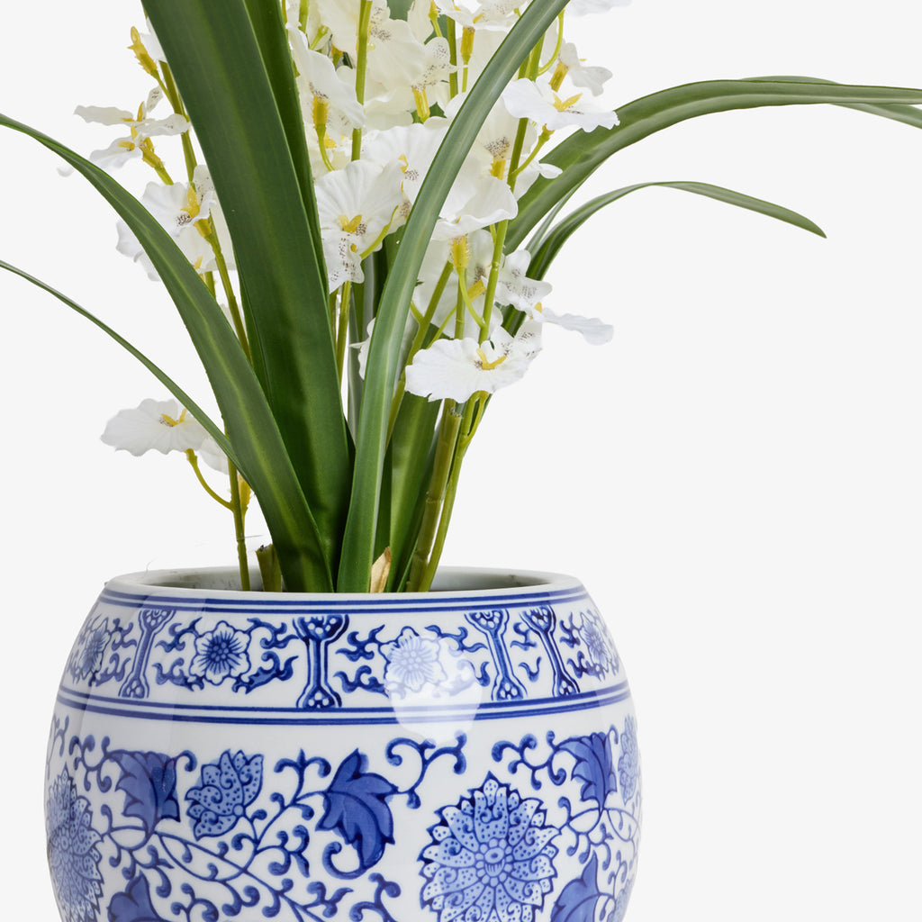 Artificial White Orchid in Pot 56cm Close Up