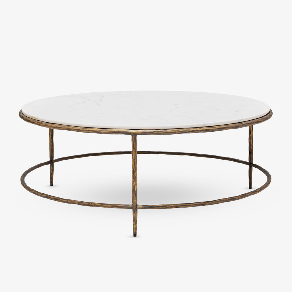 Ashton Marble Round Coffee Table (Antique Brass) Front View