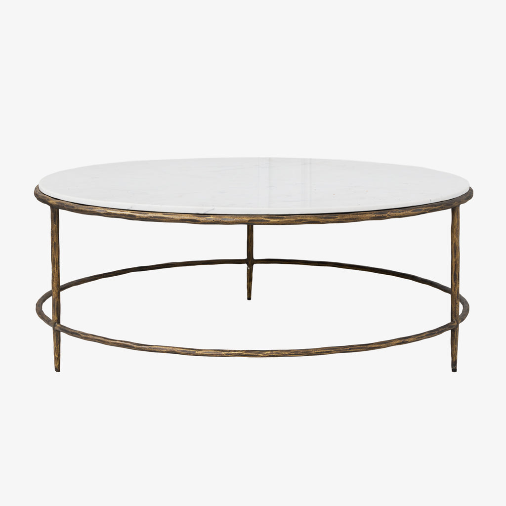 Ashton Marble Round Coffee Table (Antique Brass) Front View