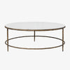 Ashton Marble Round Coffee Table (Antique Brass) Front View