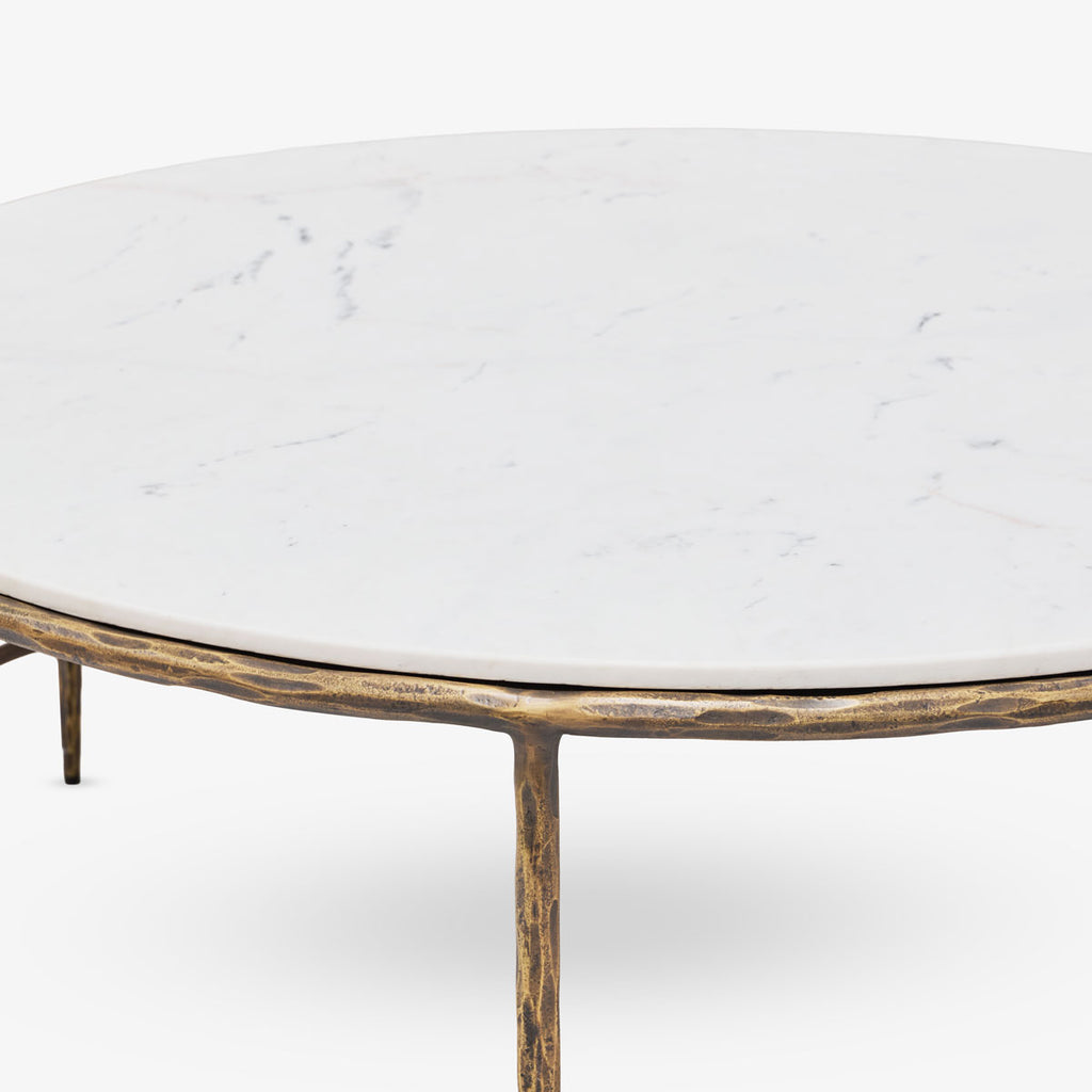 Ashton Marble Round Coffee Table (Antique Brass) Close Up
