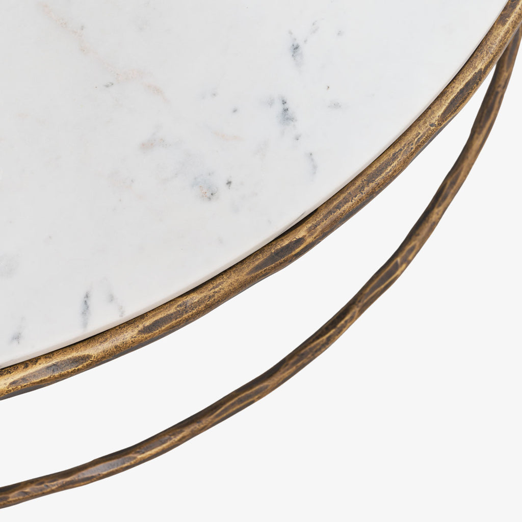 Ashton Marble Round Coffee Table (Antique Brass) Close Up 