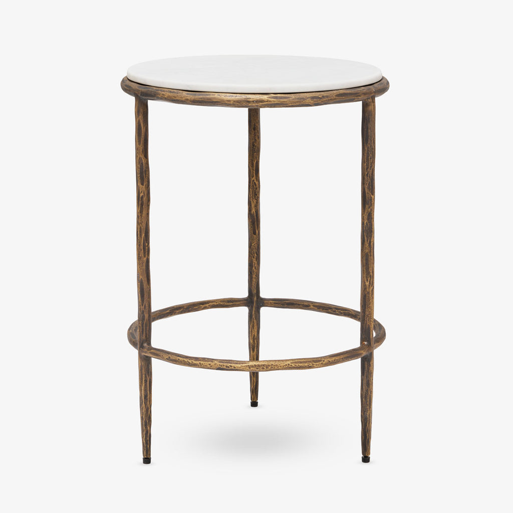 Ashton Marble Round Side Table (Antique Brass) Front View