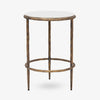 Ashton Marble Round Side Table (Antique Brass) Front View