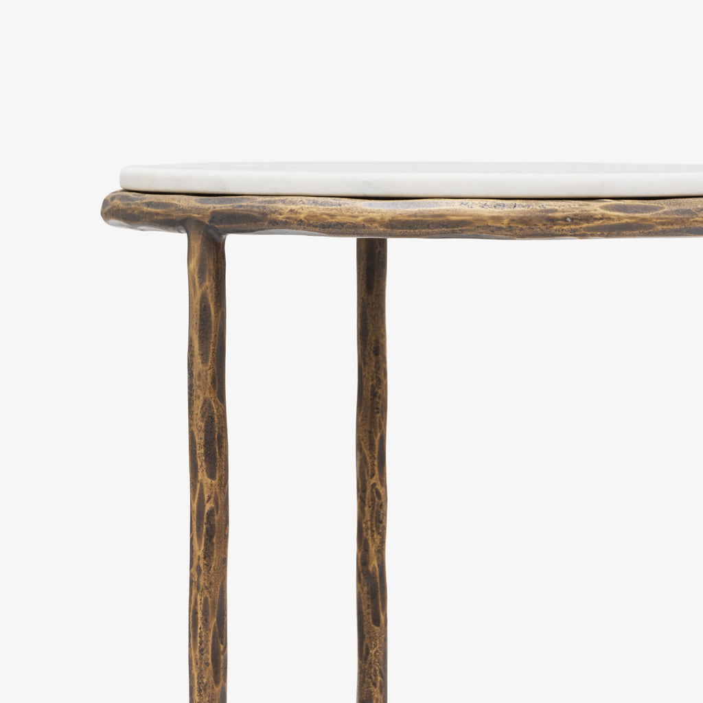 Ashton Marble Round Side Table (Antique Brass) Close Up