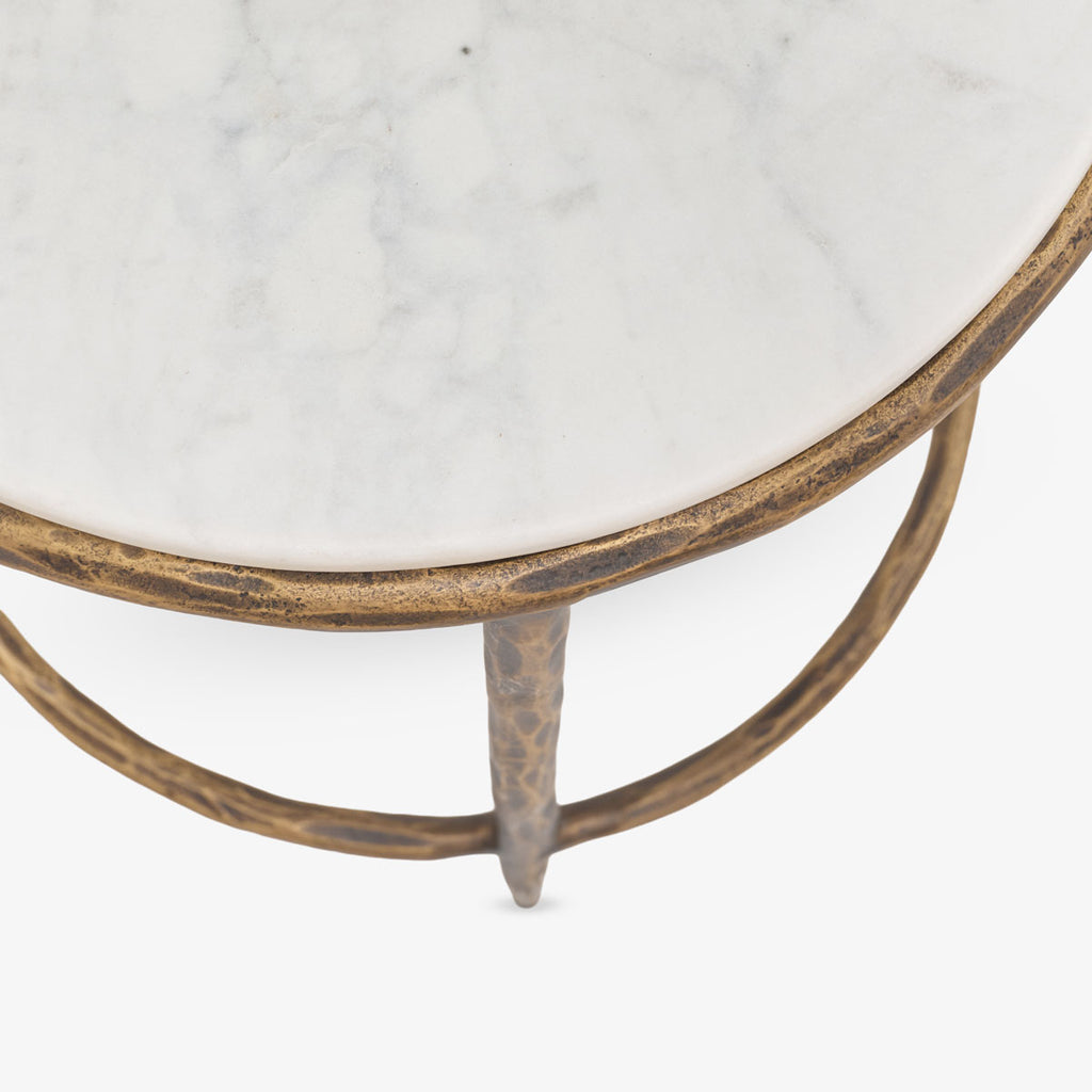 Ashton Marble Round Side Table (Antique Brass) Close Up of Table
