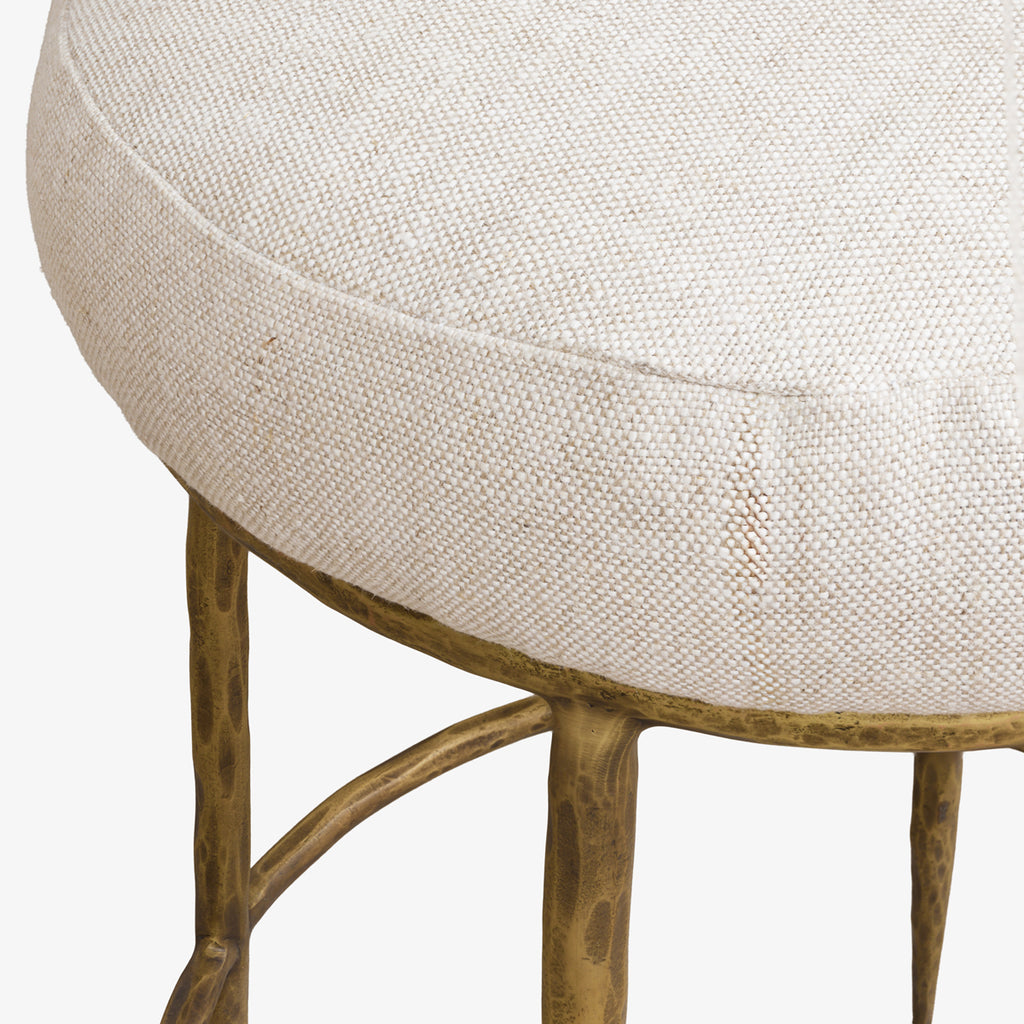 Close Up of Ashton Counter Stool With Latte Linen Upholstery