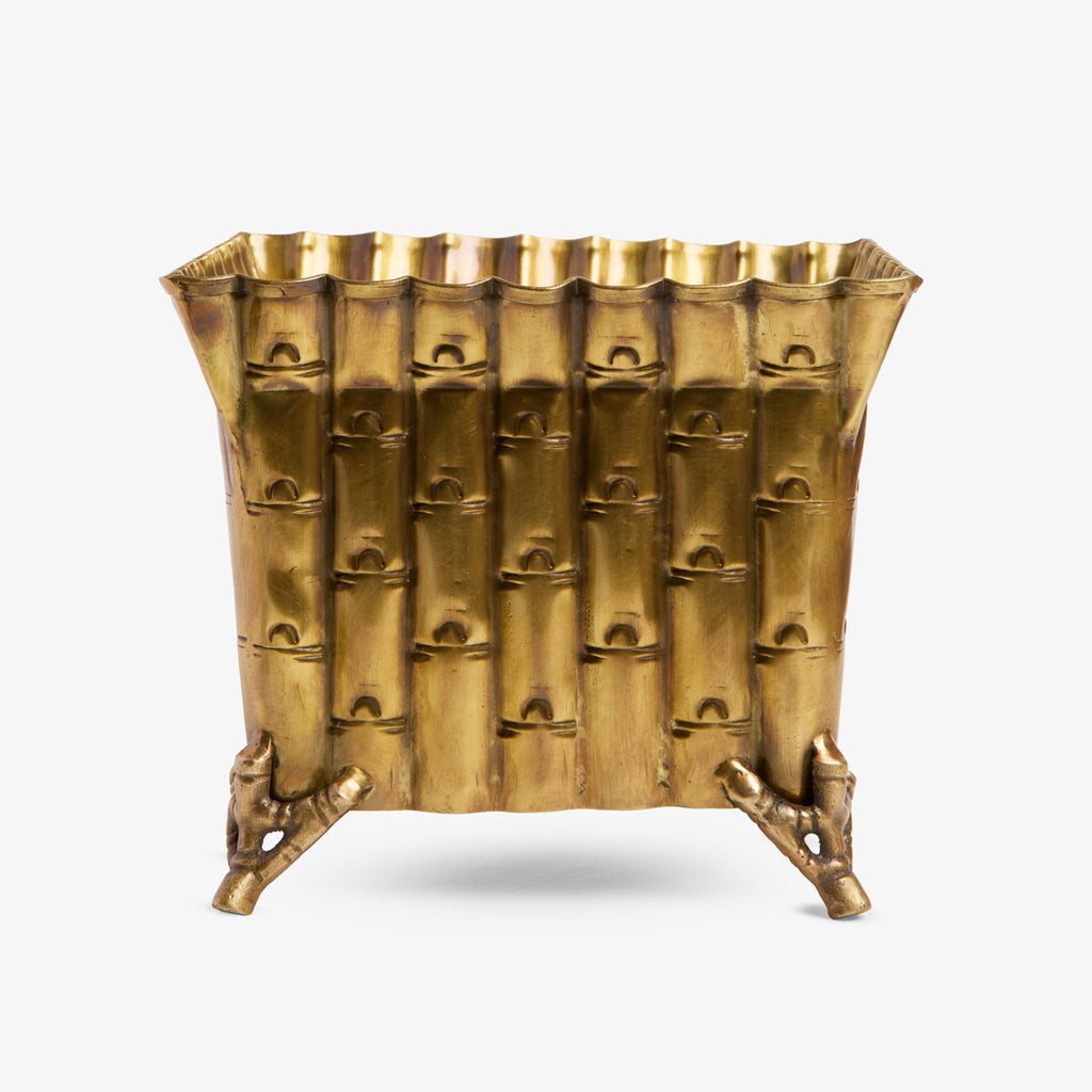 Bamboo Brass Planter Front View