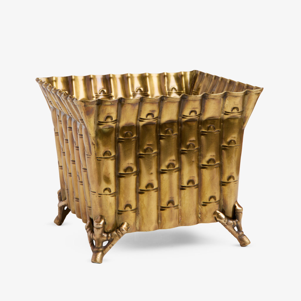 Bamboo Brass Planter Side View