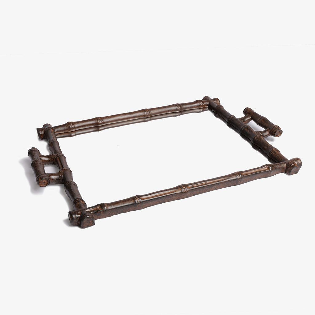 Bamboo Dark Brown Mirror Rectangular Tray