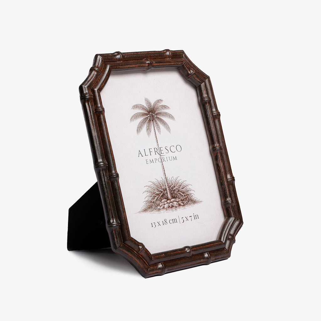 Bamboo Dark Brown Recessed Corner Photo Frames Small