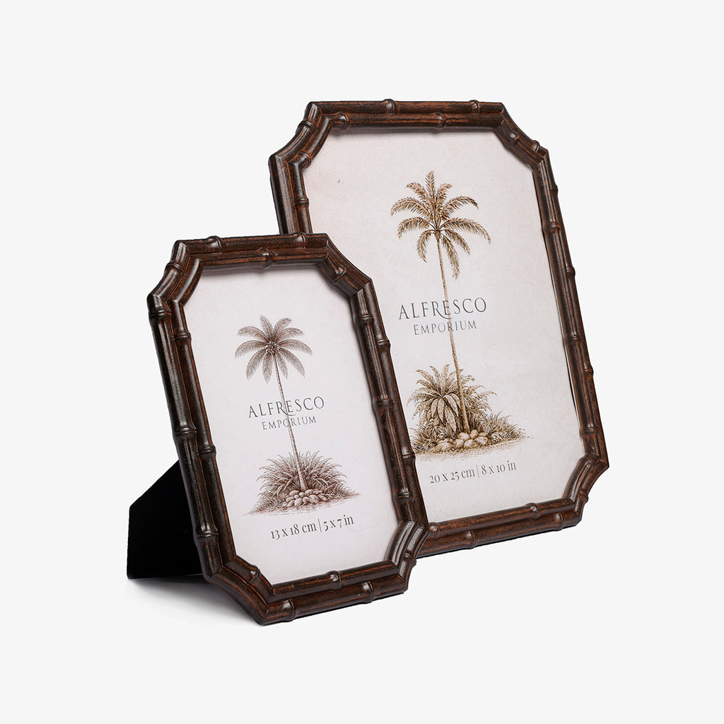 Bamboo Dark Brown Recessed Corner Photo Frames