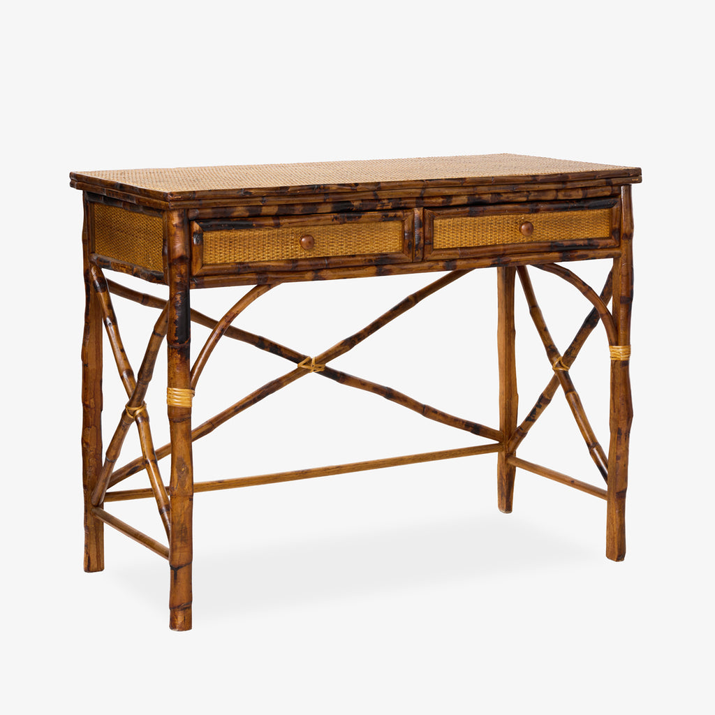 Bamboo Desk With Two Drawers Side View
