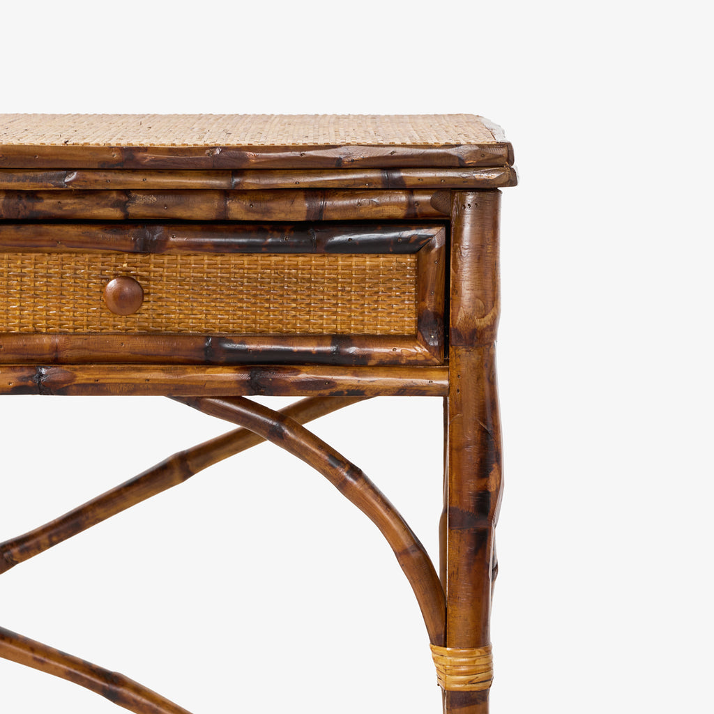 Bamboo Desk With Two Drawers Close Up