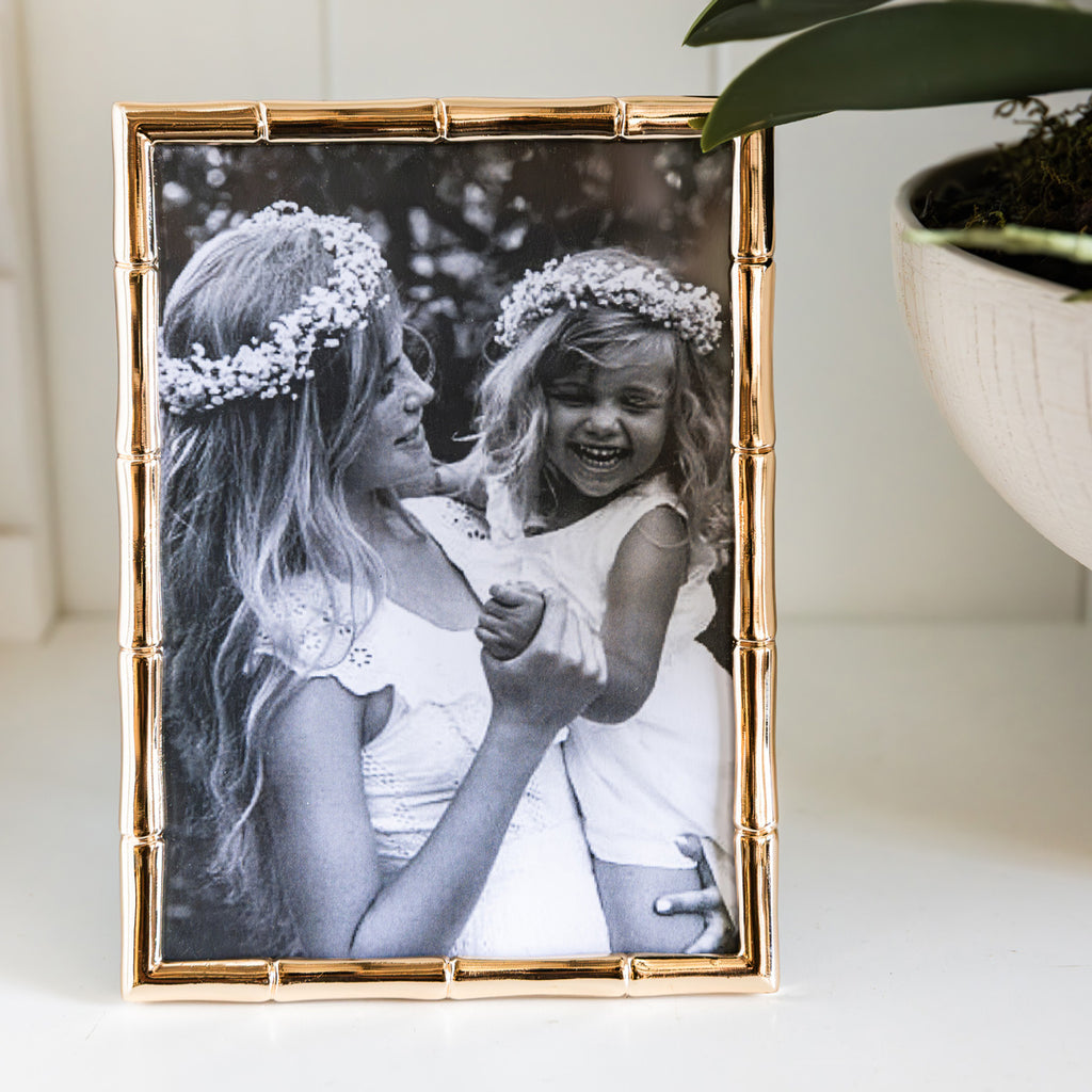 Classic Bamboo Photo Frame (Gold) Styled