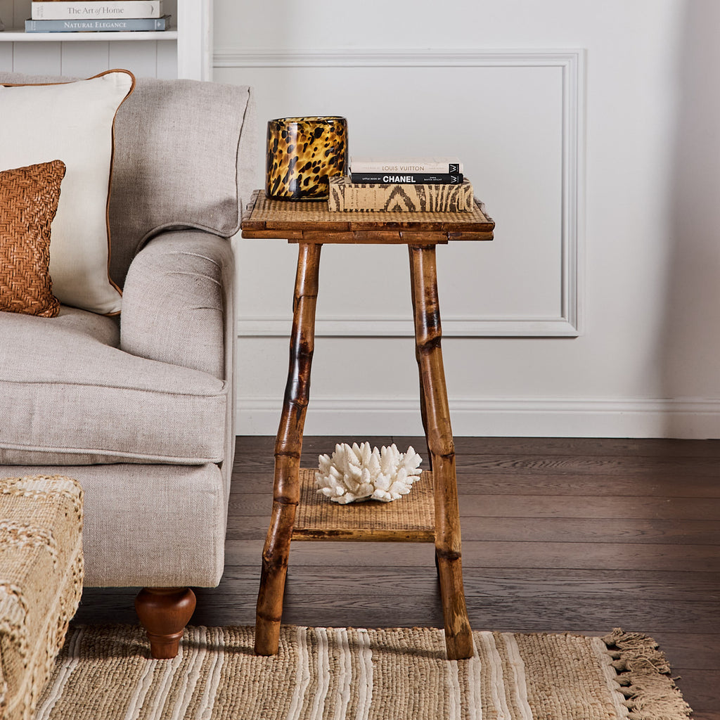 Bamboo Side Table Rectangular Natural Styled