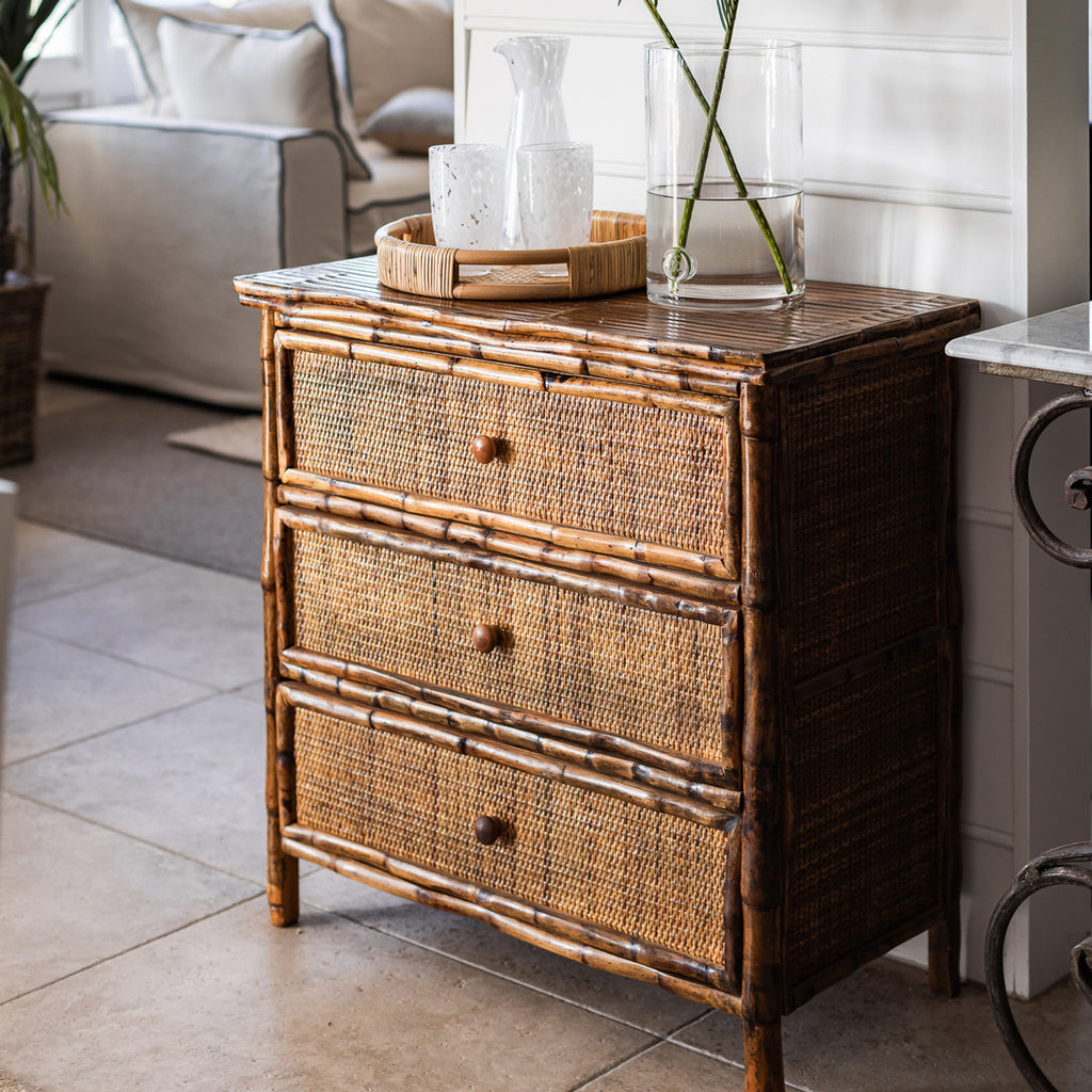 Bamboo Chest Of Three Drawers Natural Styled