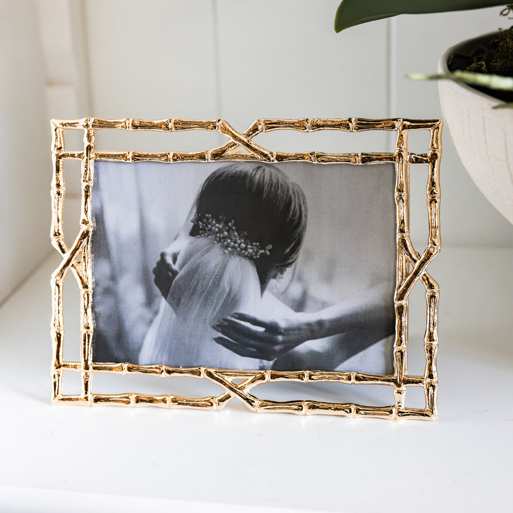 Bamboo Trellis Photo Frame (Gold) Styled