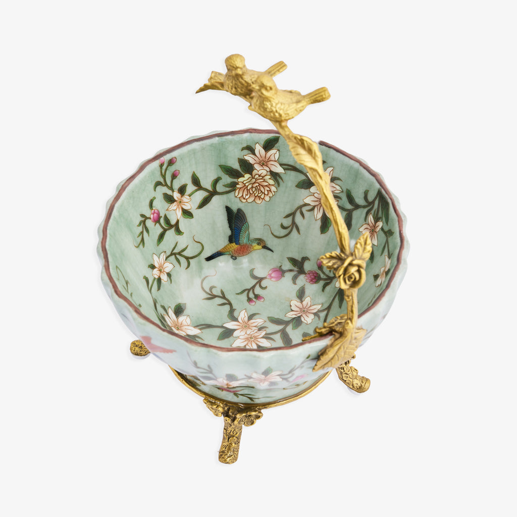 Barclay Celadon Bowl With Bird Handle TOp View
