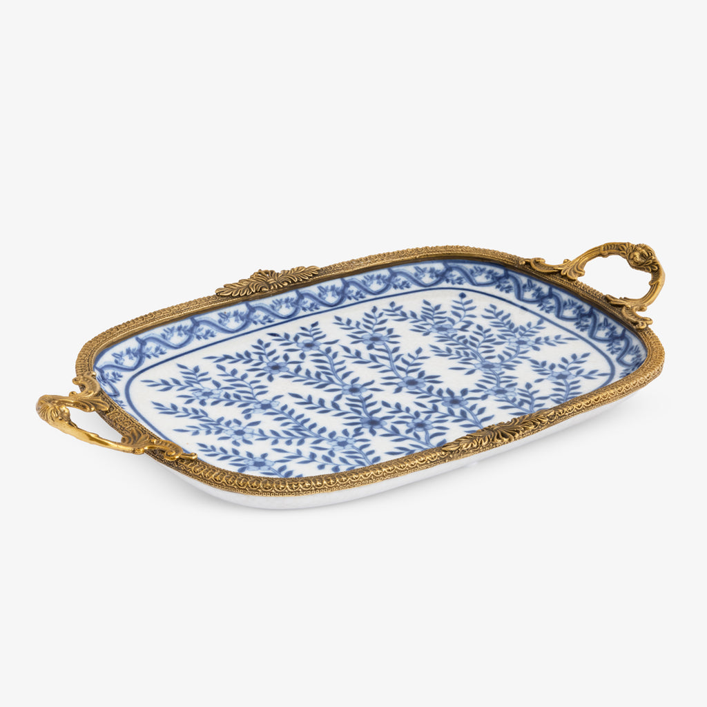 Barclay Tray With Brass Handles Side View