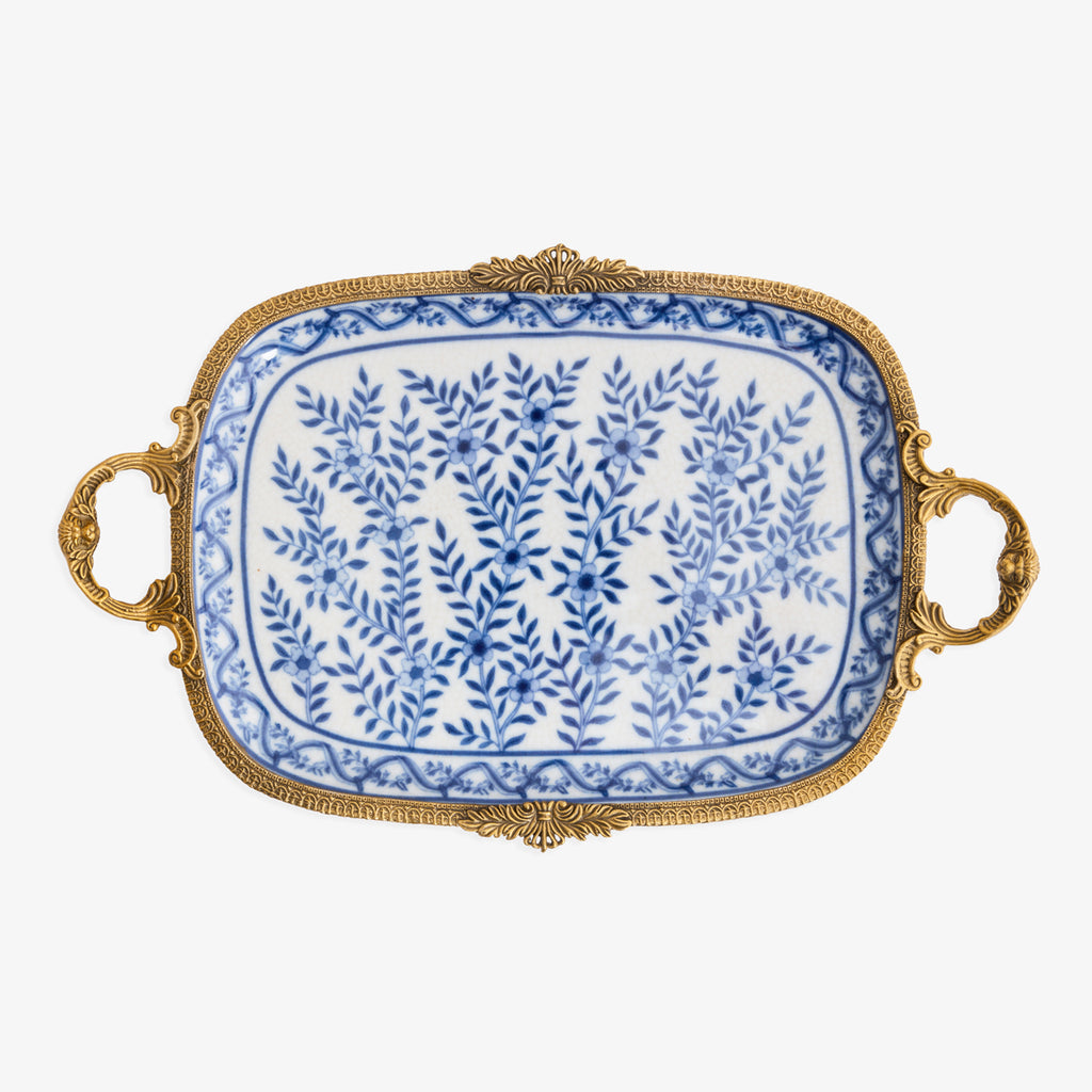 Barclay Tray With Brass Handles Top View