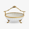 Barclay White Crackle Dish With Butterfly Handle Front View