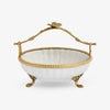 Barclay White Crackle Dish With Butterfly Handle Front View