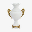 Barclay White Crackle Vase With Seahorse Handles Front View