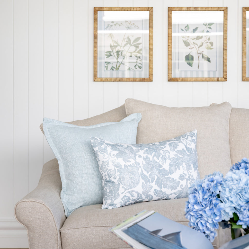 Batik Cushion Cover (Marine Rectangular) Styled on Couch