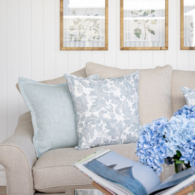 Batik Cushion Cover (Marine) Styled on Couch