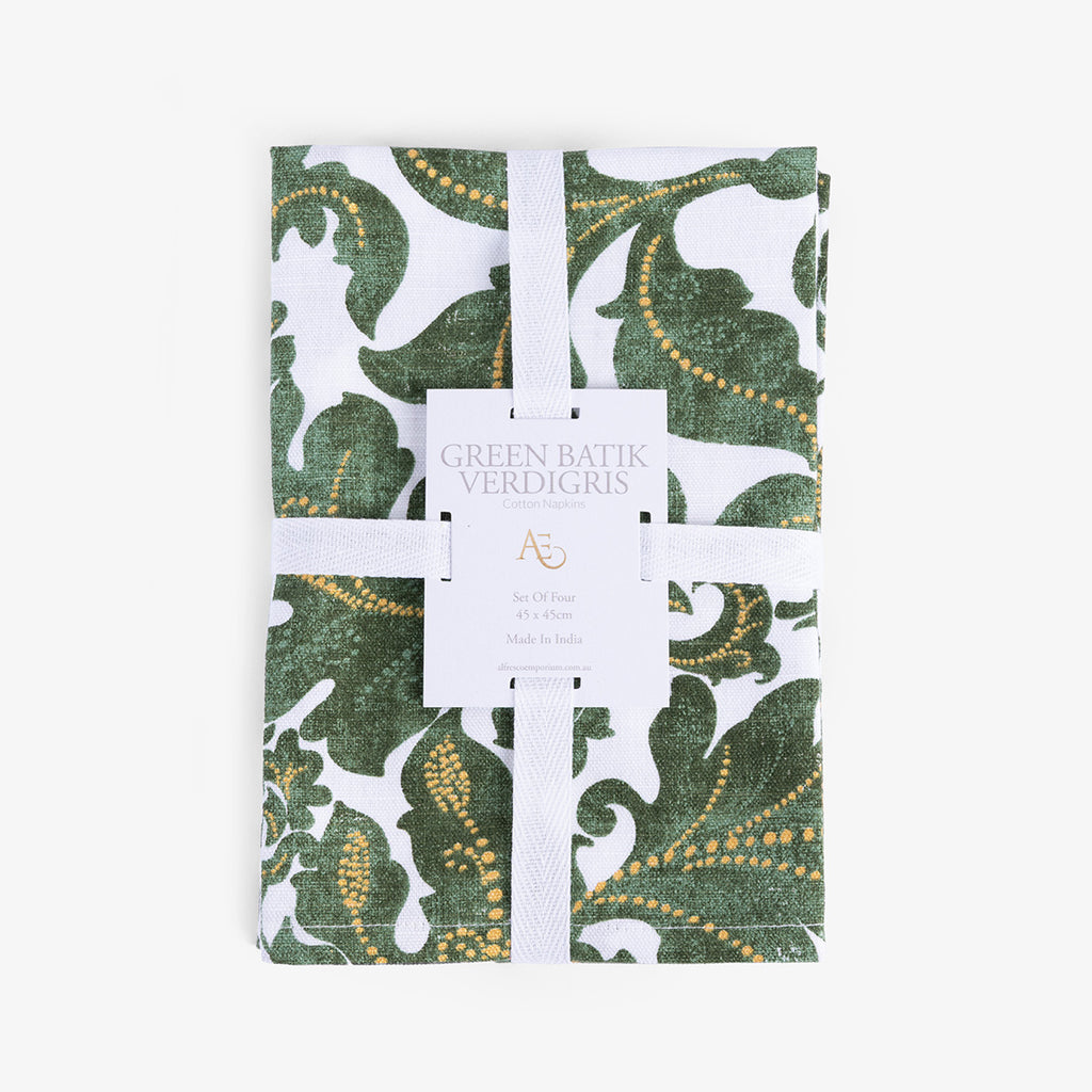 Batik Verdigris Napkins Set Of Four (Green)
