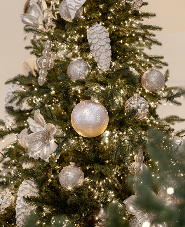Champagne Gold Christmas Baubles Styled on Christmas Tree