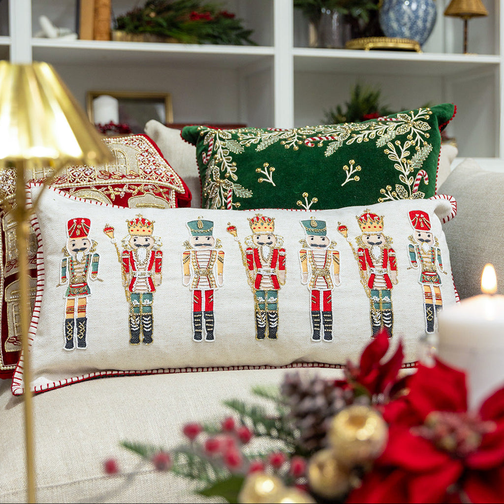 Beaded Nutcracker Rectangular Cushion Cover Styled On Lounge
