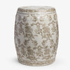 Beige Stool Elephant Pattern Front