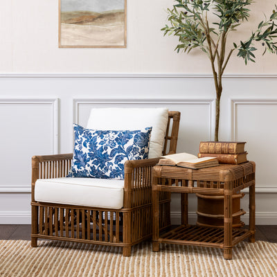 Bermuda Arm Chair (Antique) Styled with Side Table and Cushion