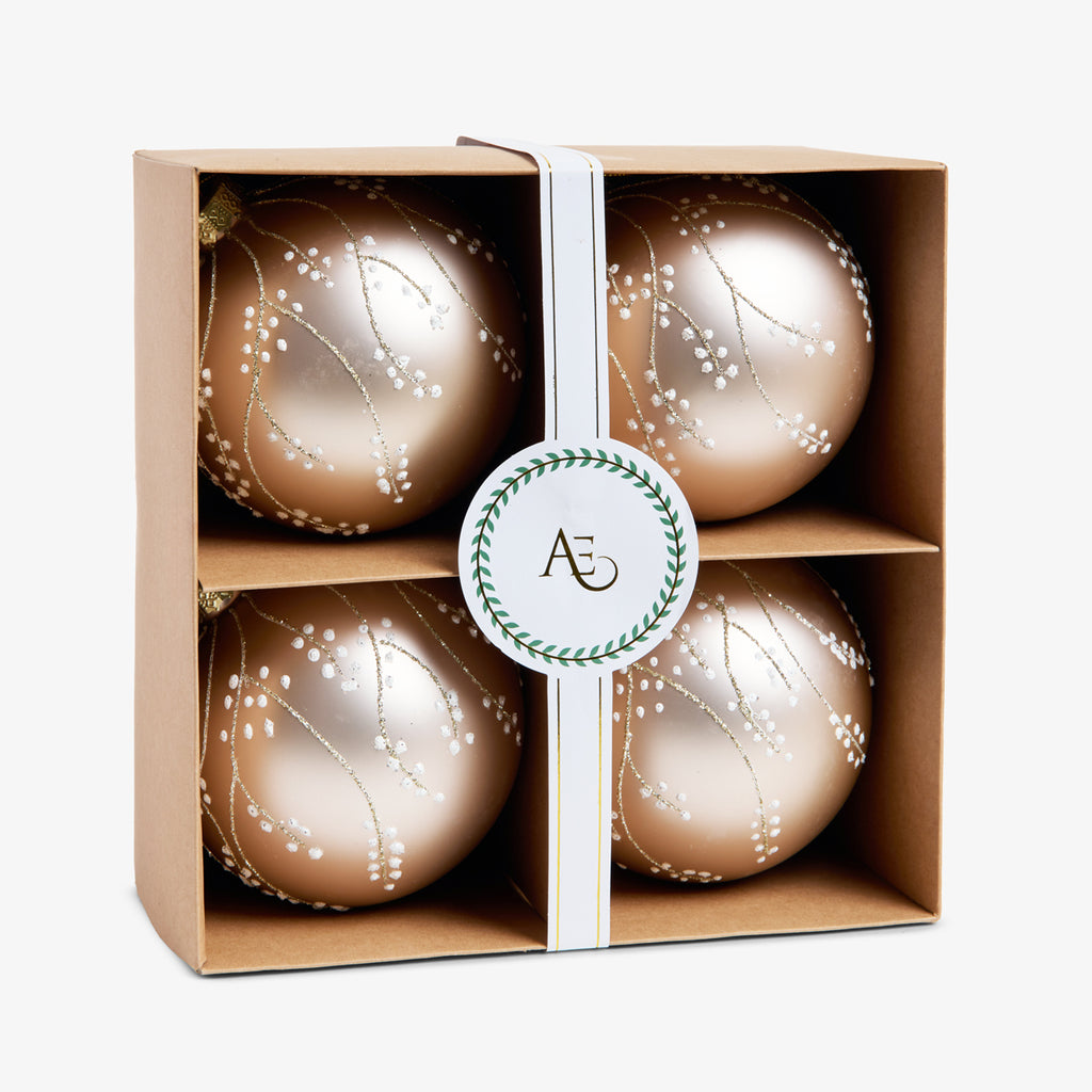 Blossom Baubles Set Of 4 (Champagne) In Box