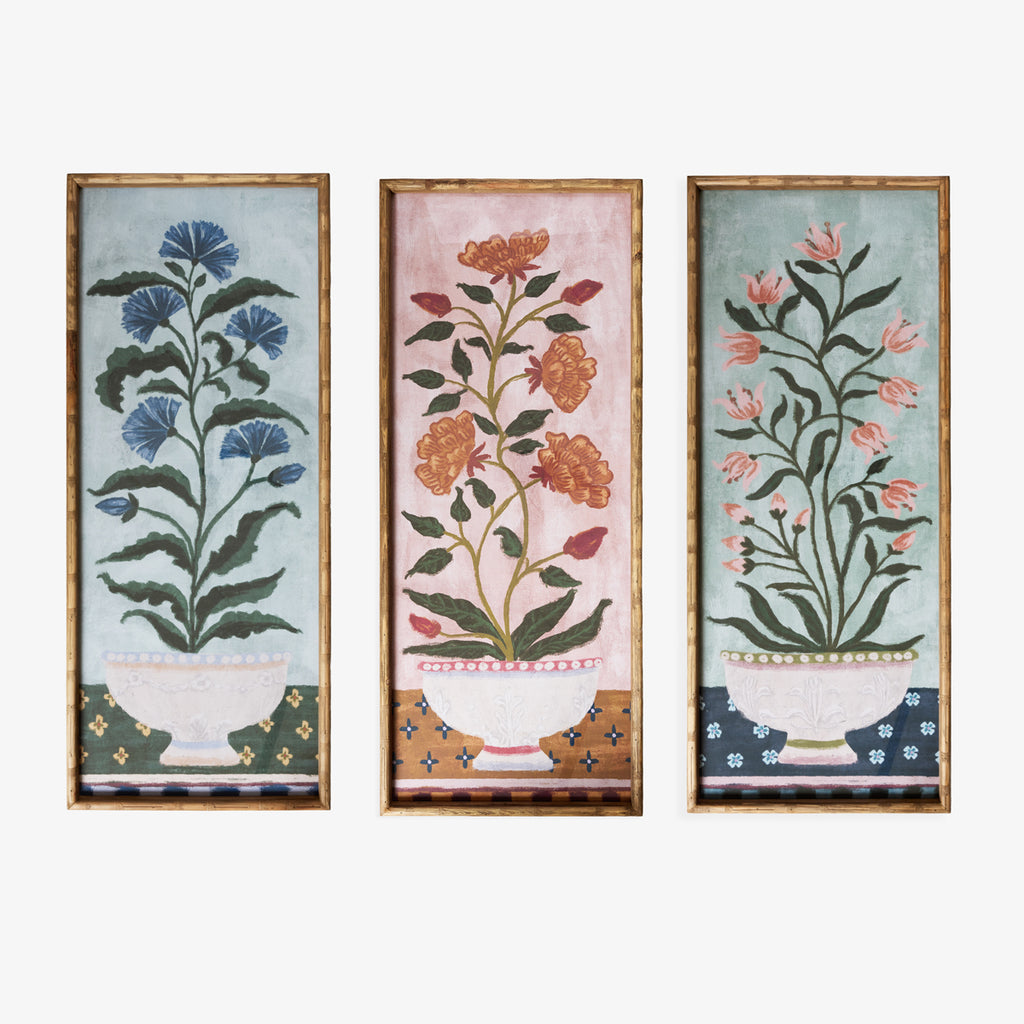 Blue Bloom Print In Bamboo Frame Group Shot