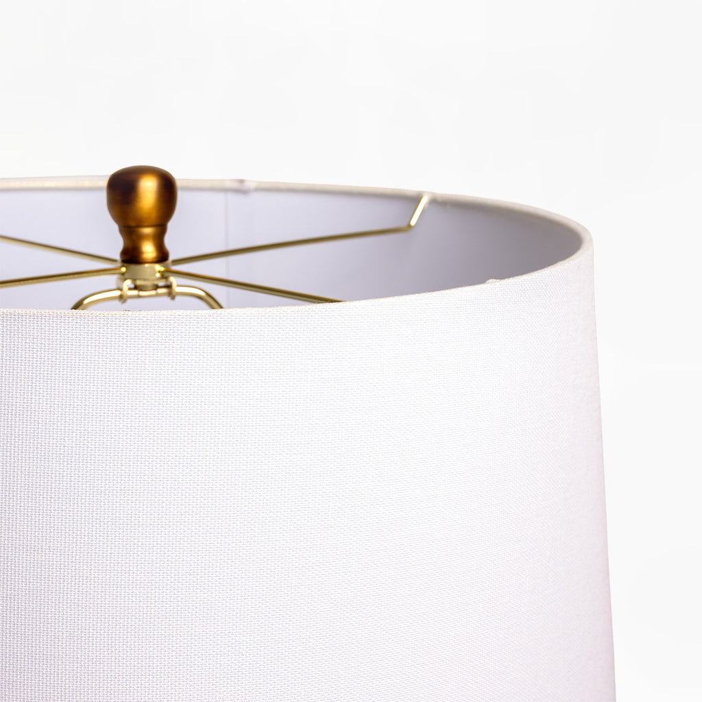 Blue Fluted Lamp with Shade Close Up